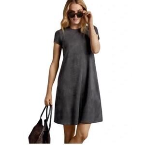J McLaughlin Women’s Size Medium Dark Gray Suede Dress Short Sleeve Pockets